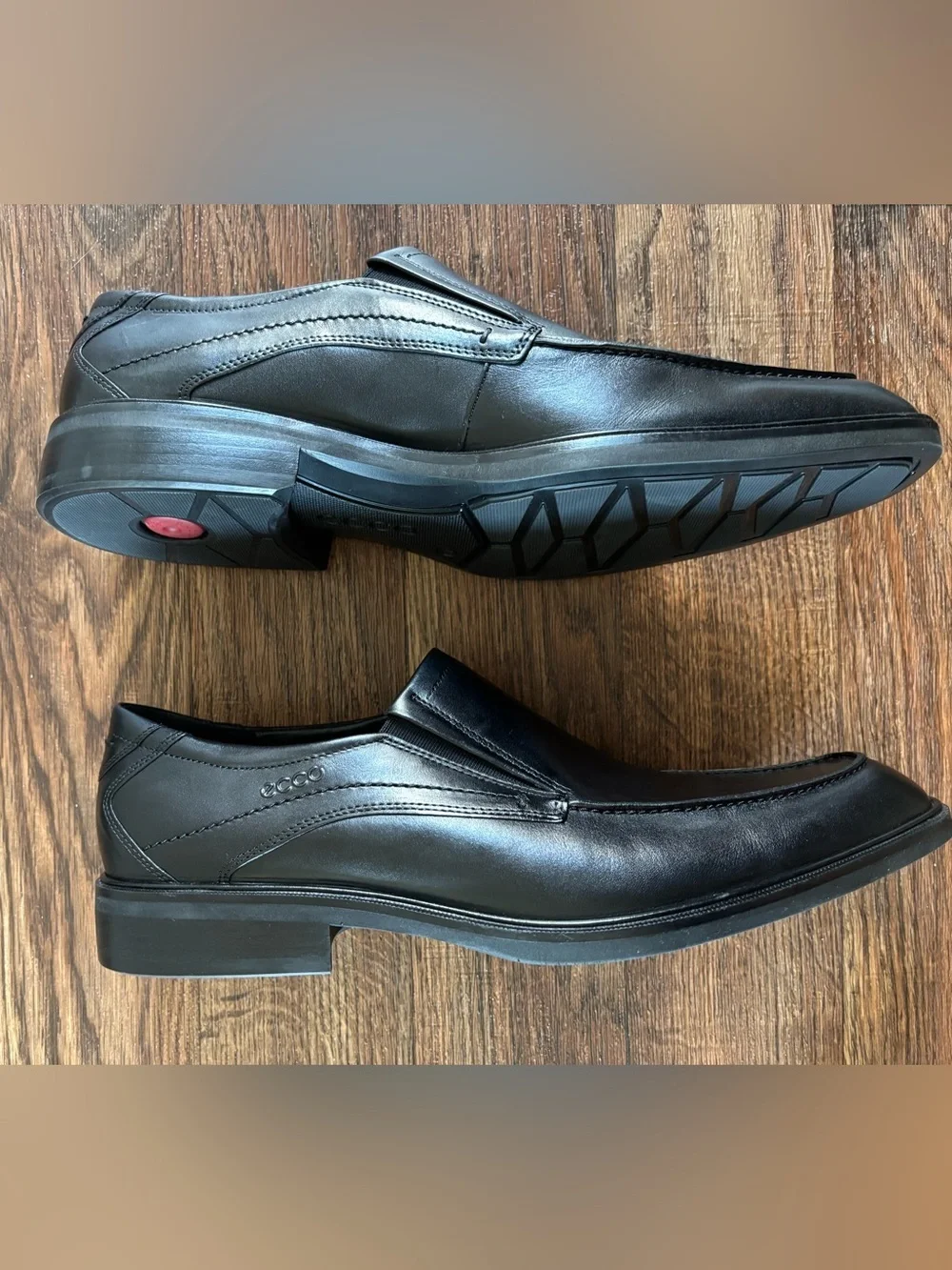 ECCO Windsor Apron Toe Leather Slip-On Loafers - Black 48- 14/14.5